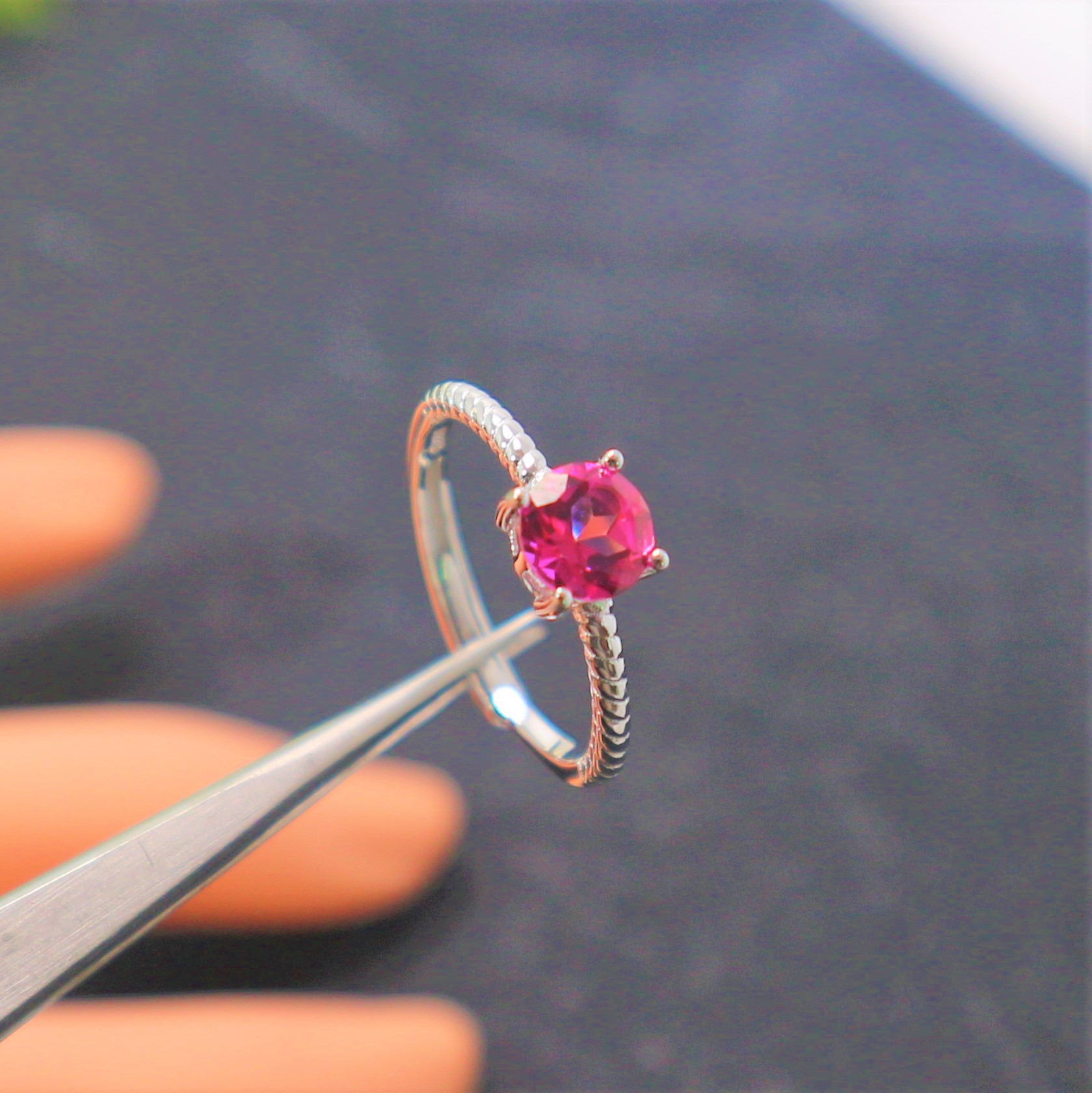 厂家定制 925纯银戒指 镶托帕石宝石珠宝开口戒指手饰女 一件代发