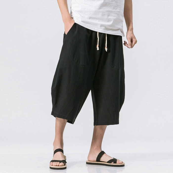 Брюки для мальчиков, хлопок и лен, китайский стиль, оверсайз