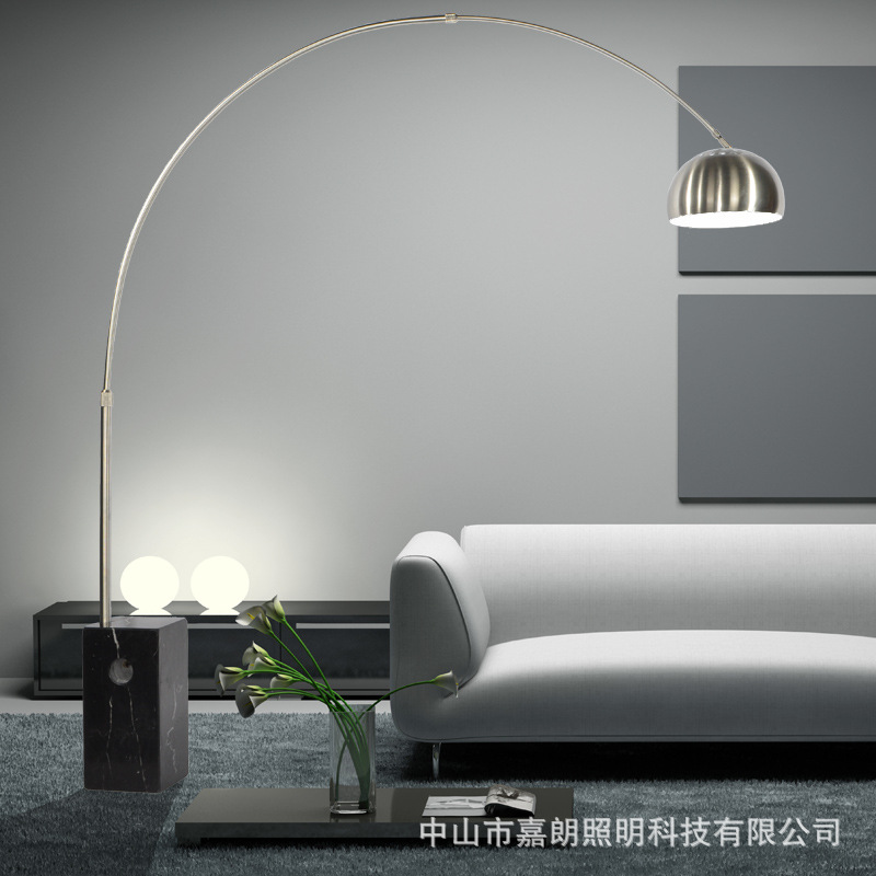 北欧现代简约LED方柱大理石不锈钢钓鱼落地灯客厅沙发餐厅麻将灯-阿里巴巴
