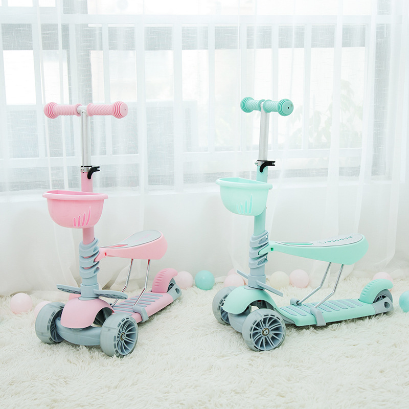 儿童滑板车三轮2-6-8岁闪光轮折叠男女孩溜溜车踏板车|ms