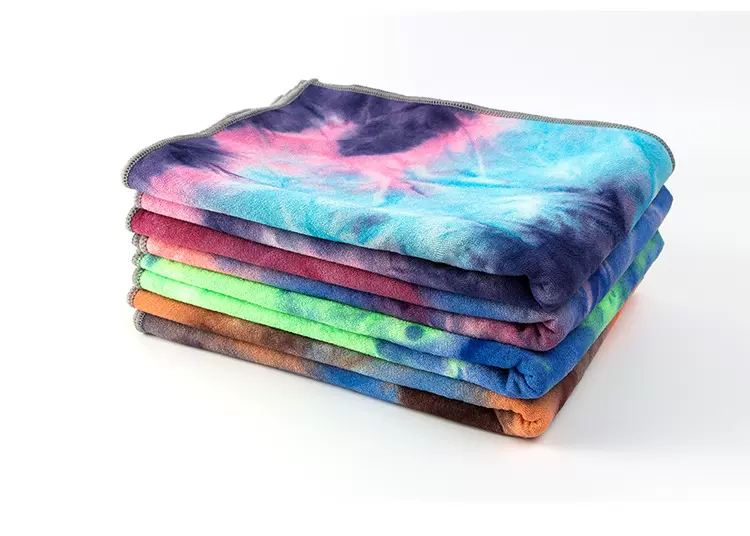 扎染瑜伽铺巾新款瑜伽辅助用品运动健身瑜伽垫硅胶瑜伽铺巾布批发