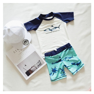 2022 cross-border summer new split three-piece children's baby swimsuit cartoon shark boys' split swimsuit