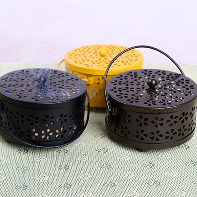 廠家直銷蚊香盒批發梅花镂空金屬帶提手安全防燙精致新款蚊香盒蓋