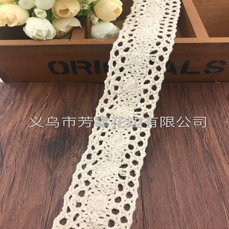 厂家直销3.8厘米本白色棉线花边家纺工艺品帽业等适用辅料配件