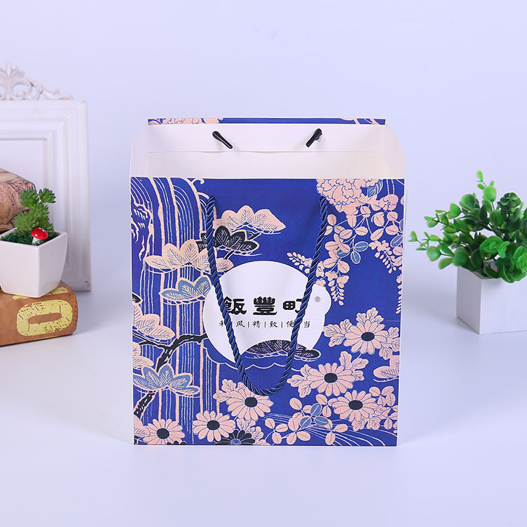 印花棉绳手提食品包装袋 定制批发外卖包装袋 可印logo