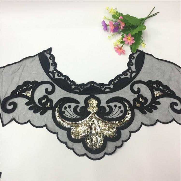 厂家直供电脑绳绣盘带打底衫衣领毛衣贴花大码中年装花卉服装辅料