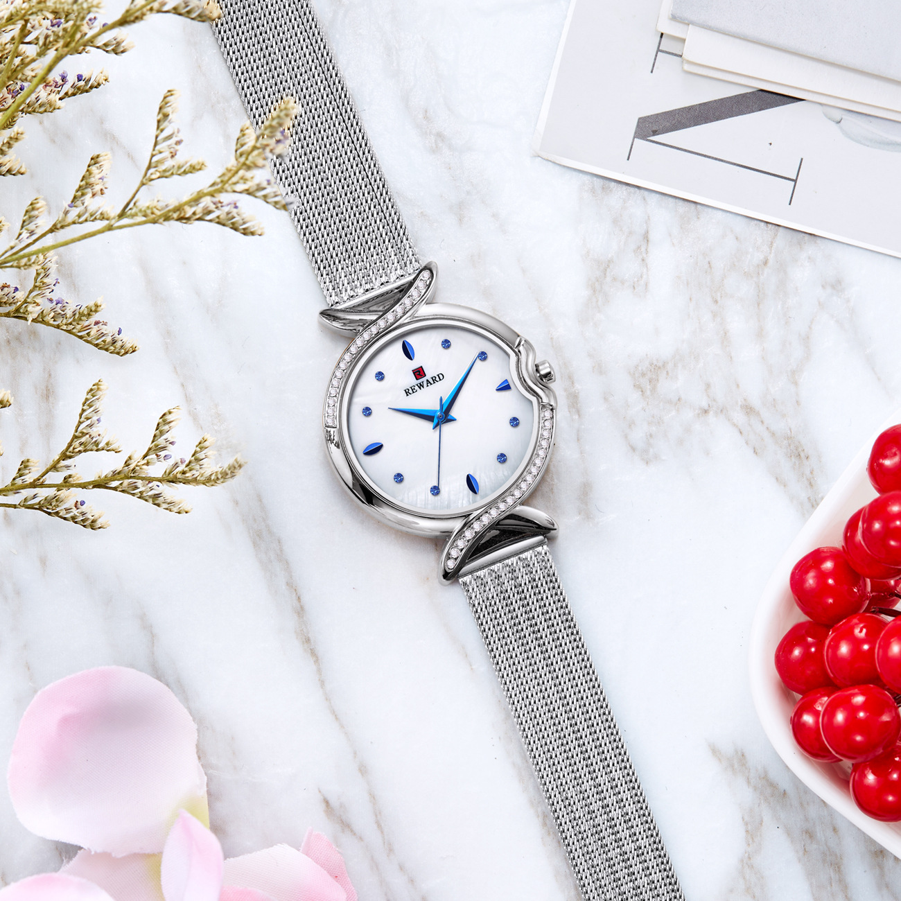 Relógio de quartzo feminino à prova d'água aço inoxidável_voghion.com
