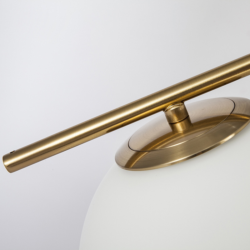 Moderno dormitorio comedor lámpara blanca lechosa esférica pantalla metal galvanoplastia proceso E27 portalámparas