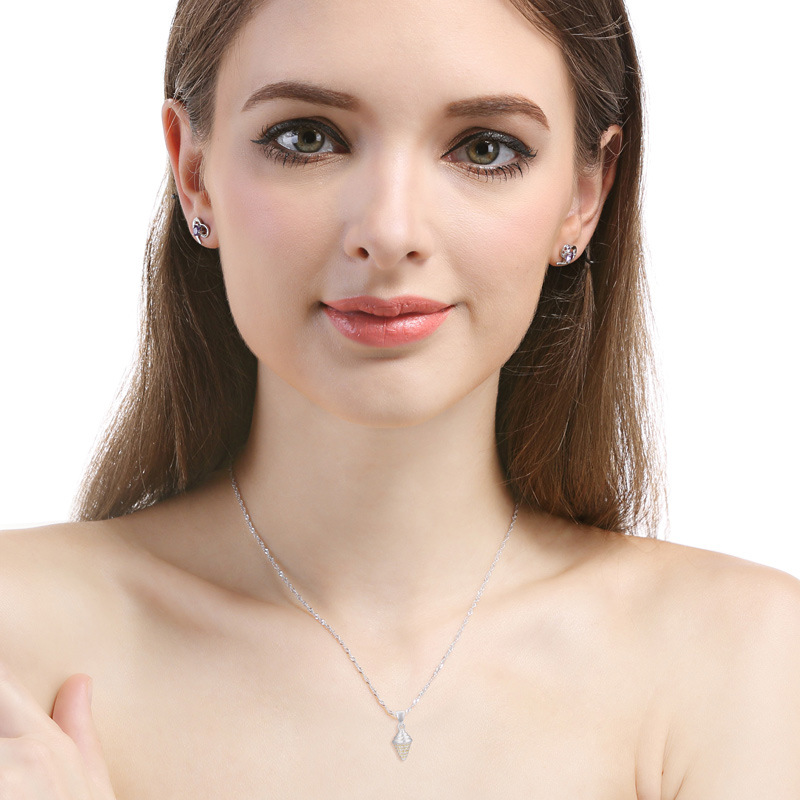 Cono dulce s925 Collar de plata colgante dulce fresco personalidad la moda chica micro incrustaciones ZIRCON joyería al por mayor