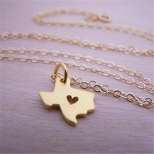欧美跨境流行新品饰品德克萨斯州地图项链女吊坠锁骨链小商品批发