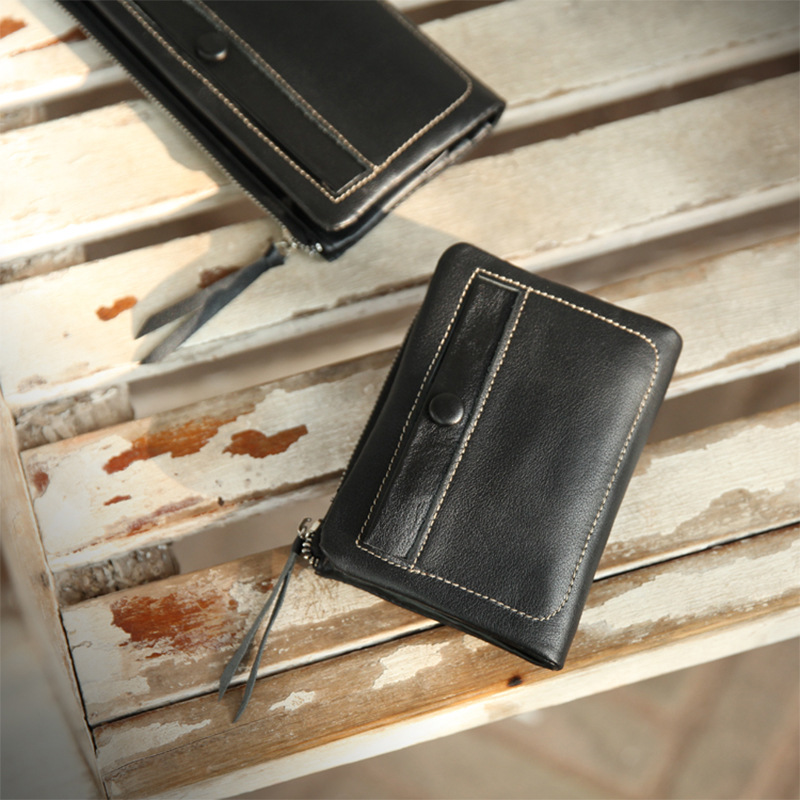 2020 new pattern men and women Japanese Retro genuine leather wallet Card package Top layer leather multi-function leisure time have cash less than that is registered in the accounts wallet