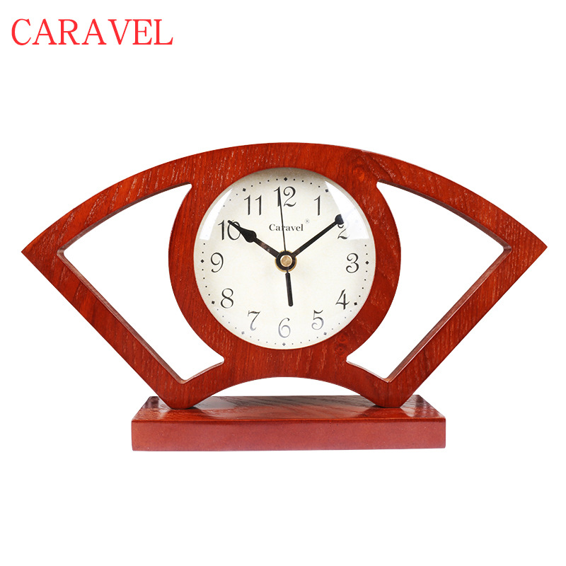 现代中式复古时钟实木扇形钟表时尚个性钟床头柜台钟摆件座钟大|ru
