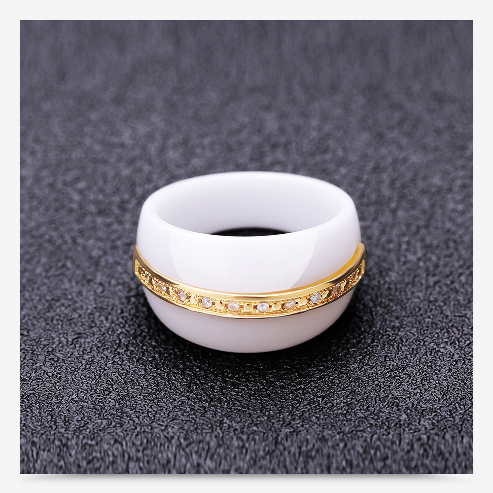Couple Gender Fashion Style Titanium Steel Geometric Artificial Diamond Wedding Bands