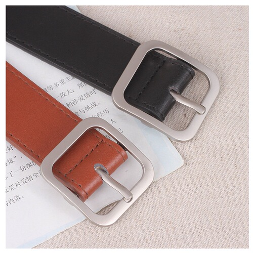 Belt women's simple and versatile Korean fashion student square buckle belt female Korean version bf trendy pants belt black casual