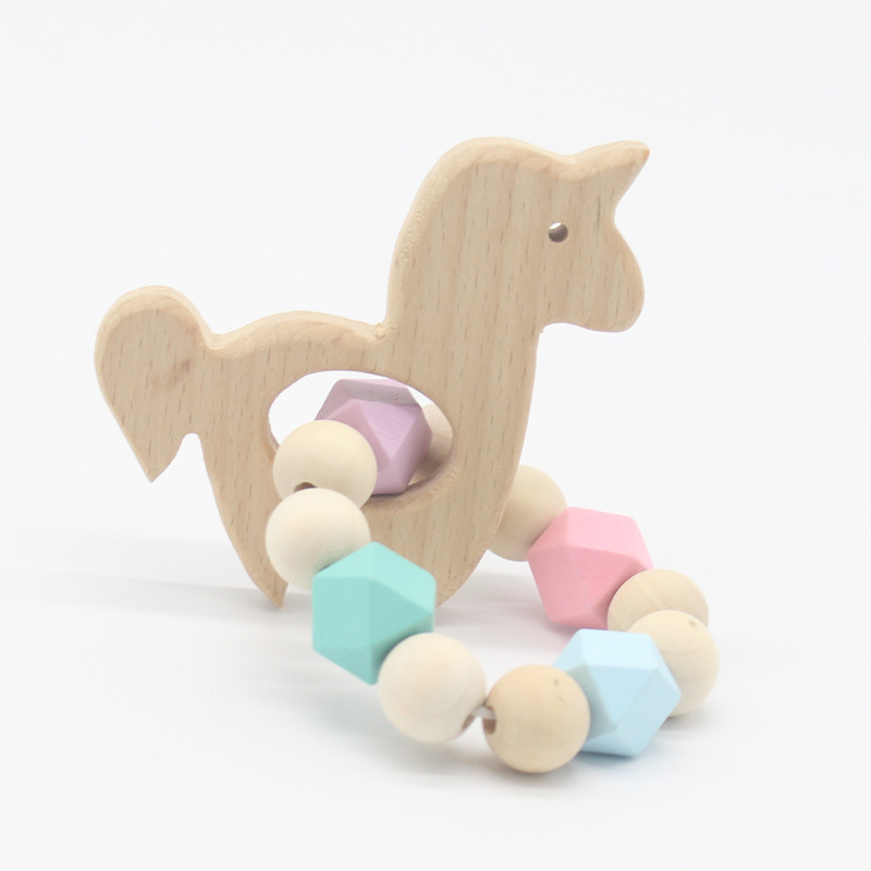 Pulsera de mordedor para bebés suministros para madres e hijos palo de mordedor Juguete de haya Amazon Comercio exterior popular pulsera para bebés