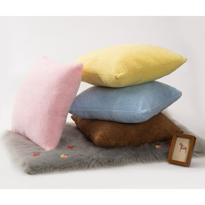 舒棉绒纯色抱枕 办公室靠枕床头靠垫套棉麻椅子靠背垫座椅腰靠|ru
