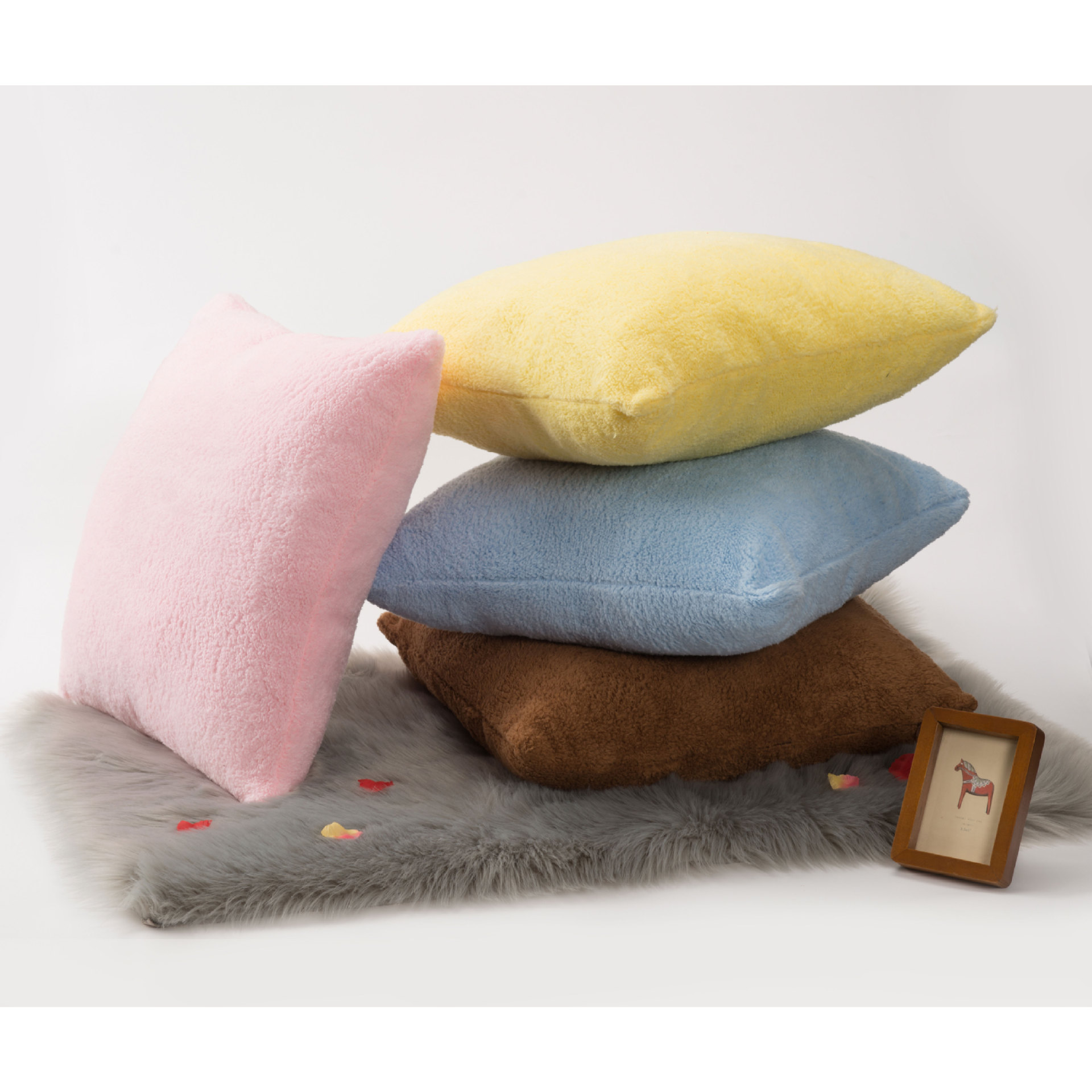 舒棉绒纯色抱枕 办公室靠枕床头靠垫套棉麻椅子靠背垫座椅腰靠|ru