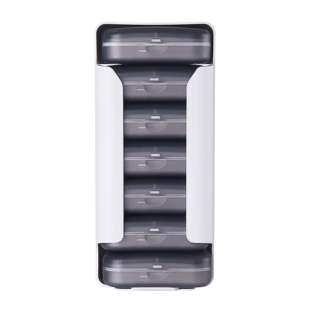 便携式旅行套装塑料药盒抽屉式四格彩色药盒迷你七天药品收纳盒