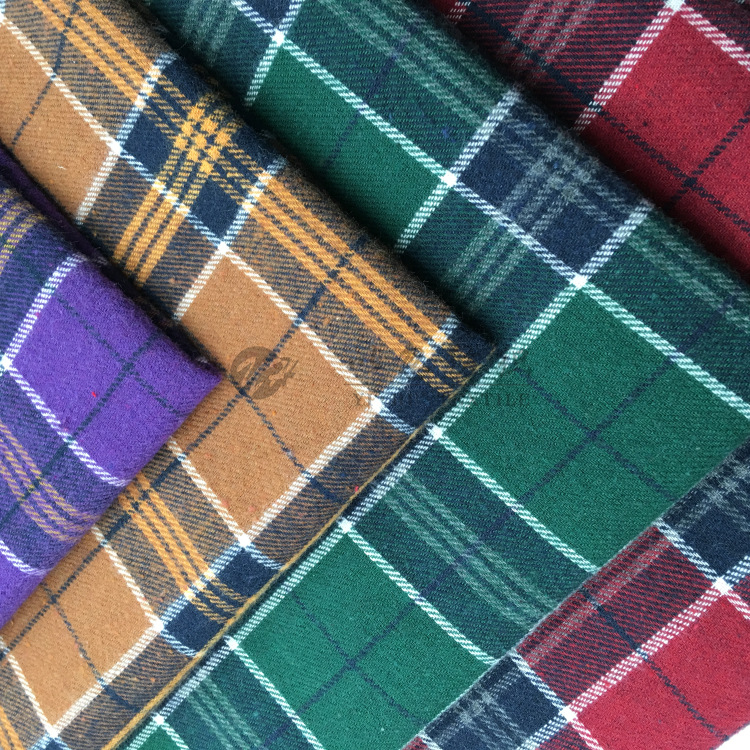 2019年秋冬新款 时尚男女装衬衫面料 全棉色织格子 磨毛 现货热销