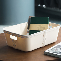 Amazon Home Goods Storage Basket Plastic Desktop Rectangular No Lid Wicker Look Storage Bin Mess Organization