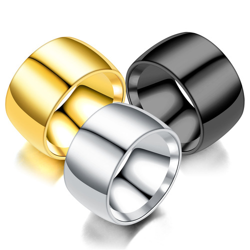 European and American fashionable and personalized 12MM wide version inner and outer ball aperture ring personalized men's domineering finger ring exclusive for cross-border supply