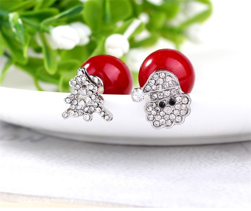 Fashion Snowflake Deer Alloy Inlay Rhinestones Women's Ear Studs 1 Pair display picture 7