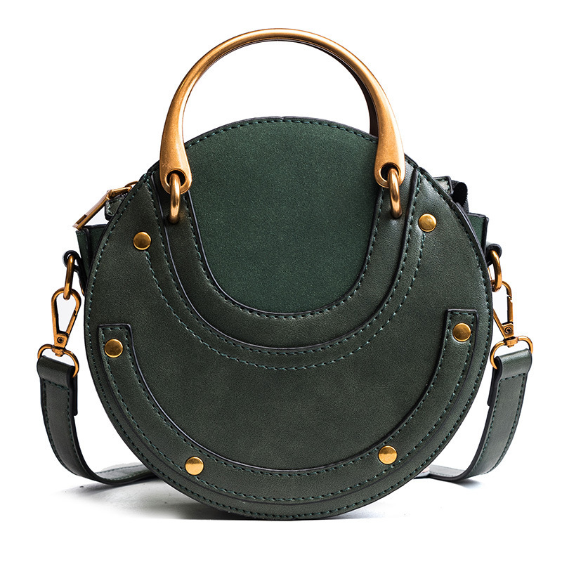 New fashion portable rivet small round bag Korean version of the female bag wild ladies shoulder Messenger bag