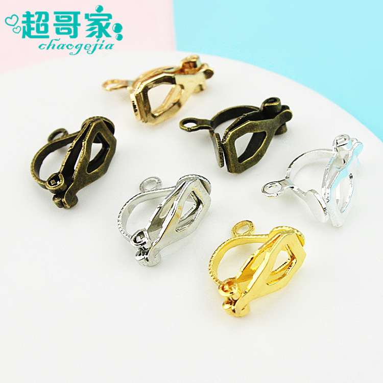 保色 防過敏銅制帶吊三角耳夾 DIY耳環耳飾品 無耳洞耳夾彈簧夾