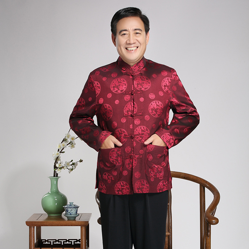 Ethnic demi-season long-sleeve for summer and autumn, jacket, Chinese style, for middle age 3