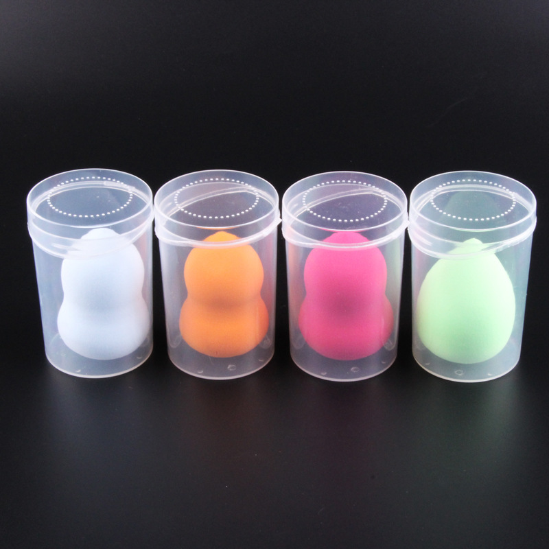 粉扑盒 葫芦粉扑收纳盒 圆形塑料盒 圆柱型盒子 棉签空盒子