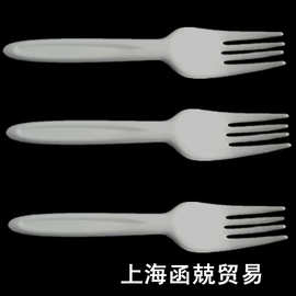 一次性白色大叉加厚西餐一次性刀叉勺 饭叉水果叉塑料叉子100只