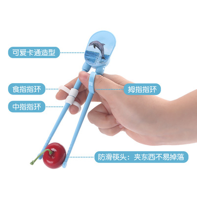 儿童训练筷 进口pp材料创意卡通树脂宝宝训练早教盒装学习筷硅胶|ms