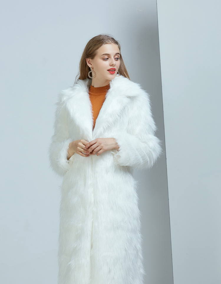 Ropa de mujer Abrigo de piel con cuello de traje superlargo de piel_voghion.com