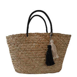 定制水草编织包时尚简约大方流苏水草手工编织草编包手提包沙滩包