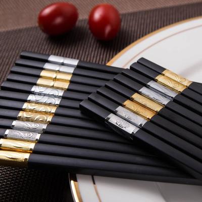 一件代发高端品质合金筷子 金银福金银三叶如意 高档酒店餐馆家