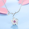 Necklace, fuchsia crystal, chain for key bag , jewelry, Korean style, silver 925 sample, simple and elegant design, wholesale