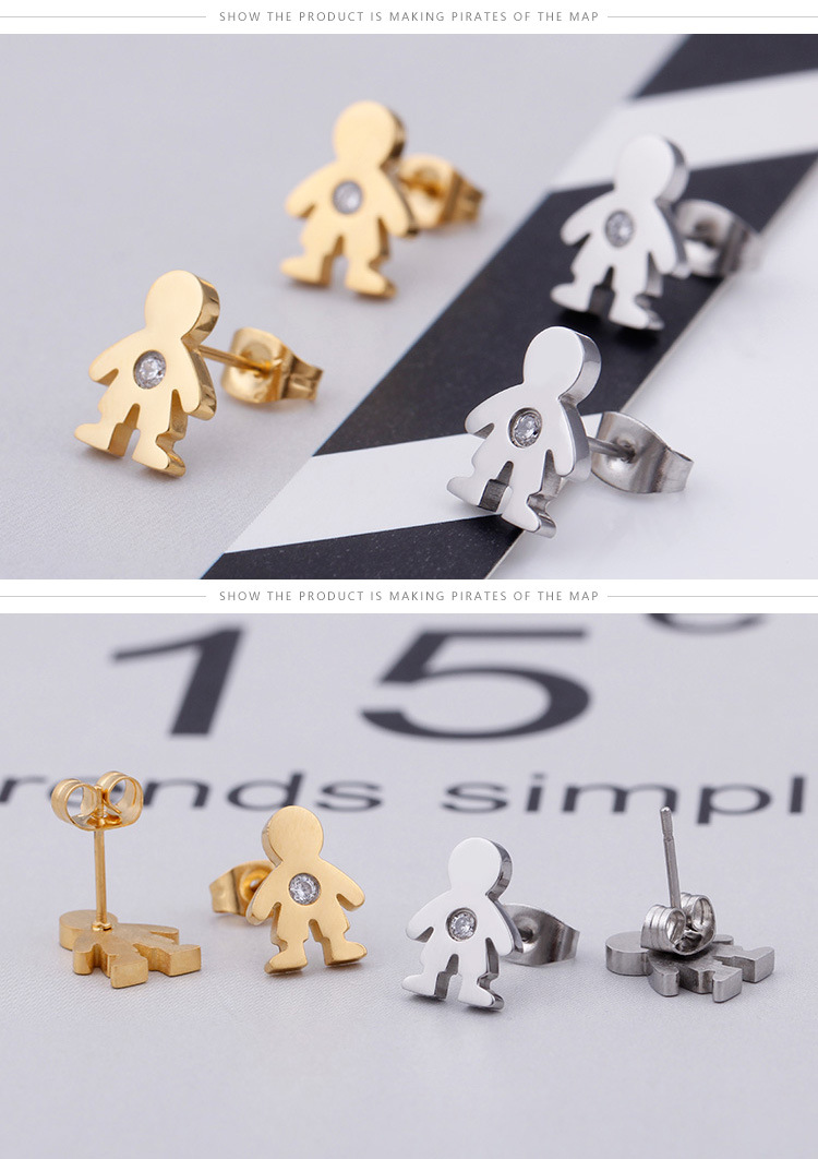 Simple Style Doll Titanium Steel 18K Gold Plated Earrings Ear Studs display picture 6