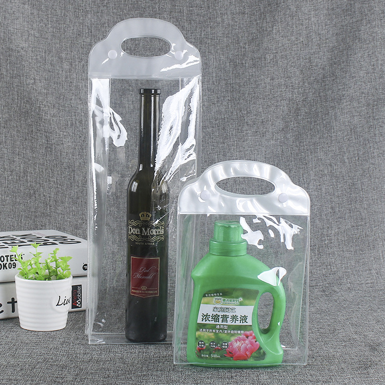 供应礼品袋洗护用品袋加厚pvc透明手提袋 塑料pvc纽扣袋厂家批发