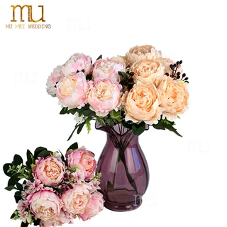婚庆绢花10.13头牡丹 仿真牡丹花 婚礼引路 背景装饰橱窗展示把花