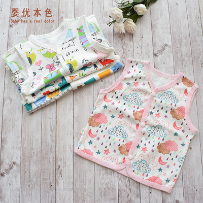 卡通童裝春秋嬰兒幼兒寶寶女童兒童馬甲坎肩外套純棉單層2018新款