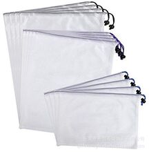 亚马逊涤纶抽绳网袋50D网水果蔬菜拼接束口袋可循环使