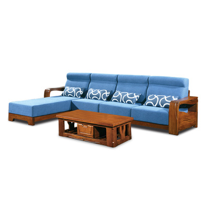 现代中式全实木转角贵妃单人位组合沙发厚重加厚座垫实木沙发批发|ru