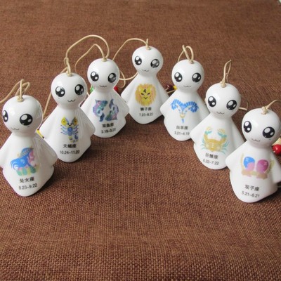 十二星座晴天娃娃陶瓷风铃日式风铃挂件挂饰景德镇陶瓷饰品批发