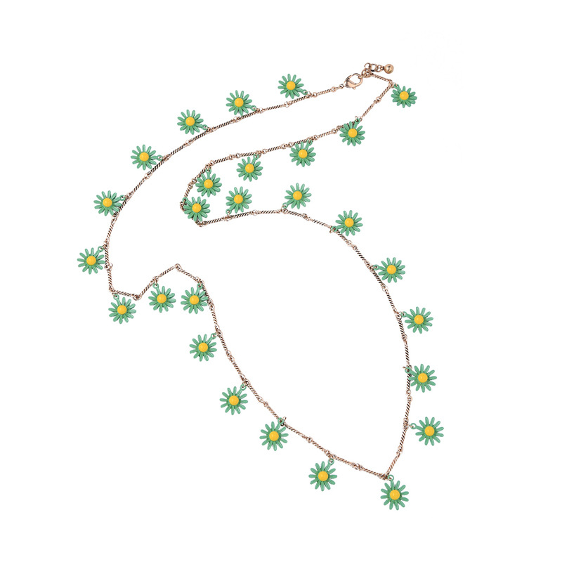 Korean Style Creative Long Sweater Chain Fresh Green Flower Necklace Girlfriends Same Style Gift Necklace Wholesale Fashion display picture 8