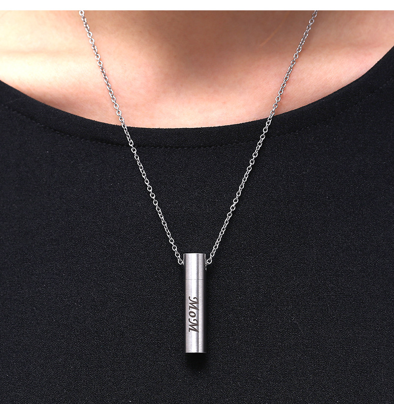 Wholesale Cylindrical Storage Necklace Titanium Steel Pendant Nihaojewelry display picture 8