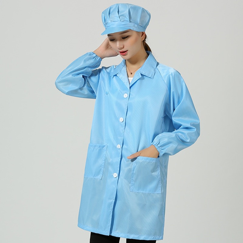 中长款上衣夏装可印字防静电无菌服长袖大褂防尘服防护服白蓝粉色