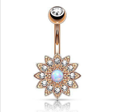 Fashion Flower Stainless Steel Diamond Zircon Belly Ring 3 Pieces display picture 4