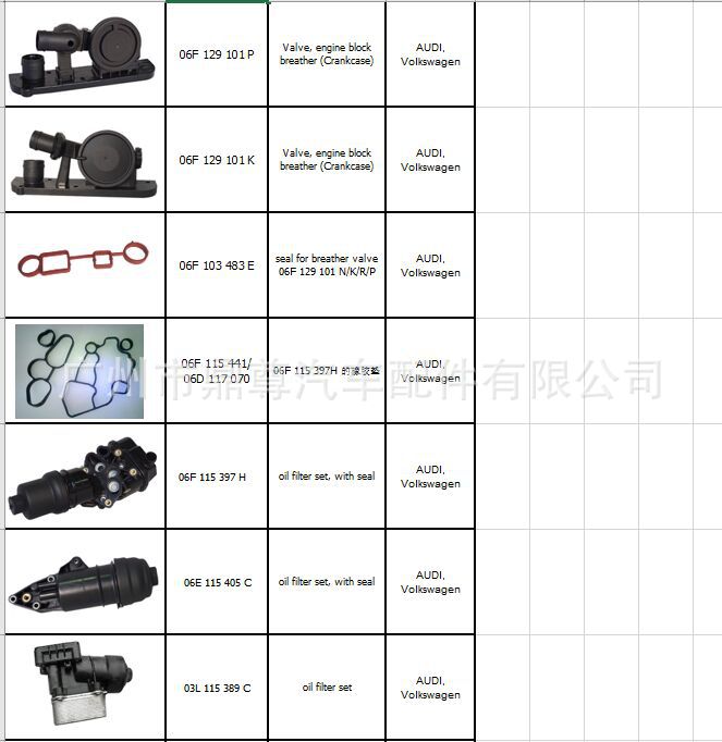 适用于大众 奥迪 油水分离器 机油滤清器 06F129101P 06F129101K