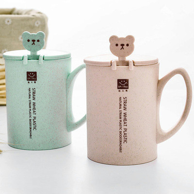 Korean Edition wheat stalk children Mug the republic of korea Cute cartoon coffee Oatmeal breakfast Water cup With cover