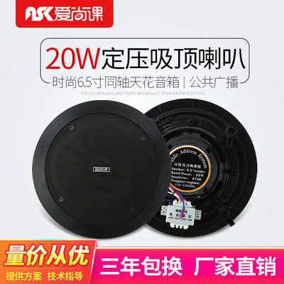 爱尚课 R-913背景音乐吸顶喇叭 同轴定压音箱天花吊顶音响6寸